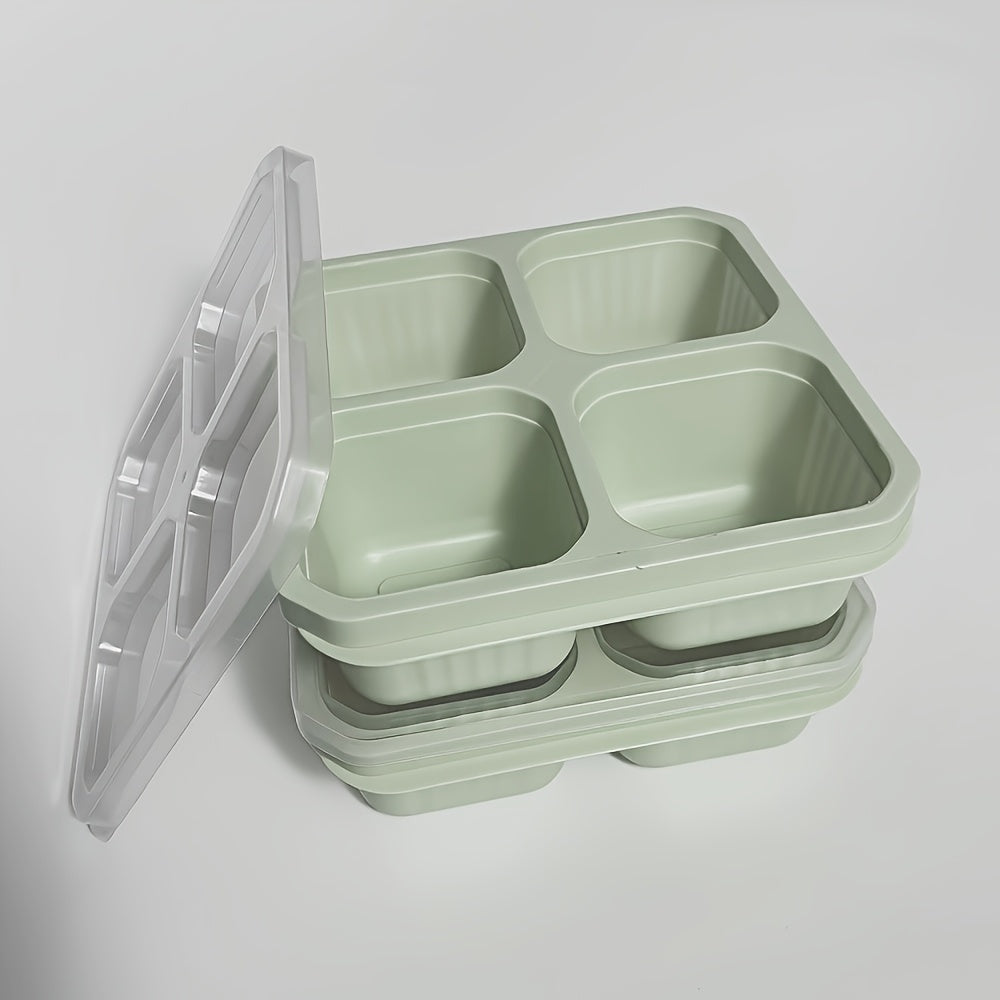 2pcs Bento Snack Box Set with Lids, 4-Compartment Food Storage Containers - Ideal for Meal Prep, Suitable for Camping, RVs, Offices. Microwave and Dishwasher Safe (Available in 4 Colors), Back to School Lunch Box