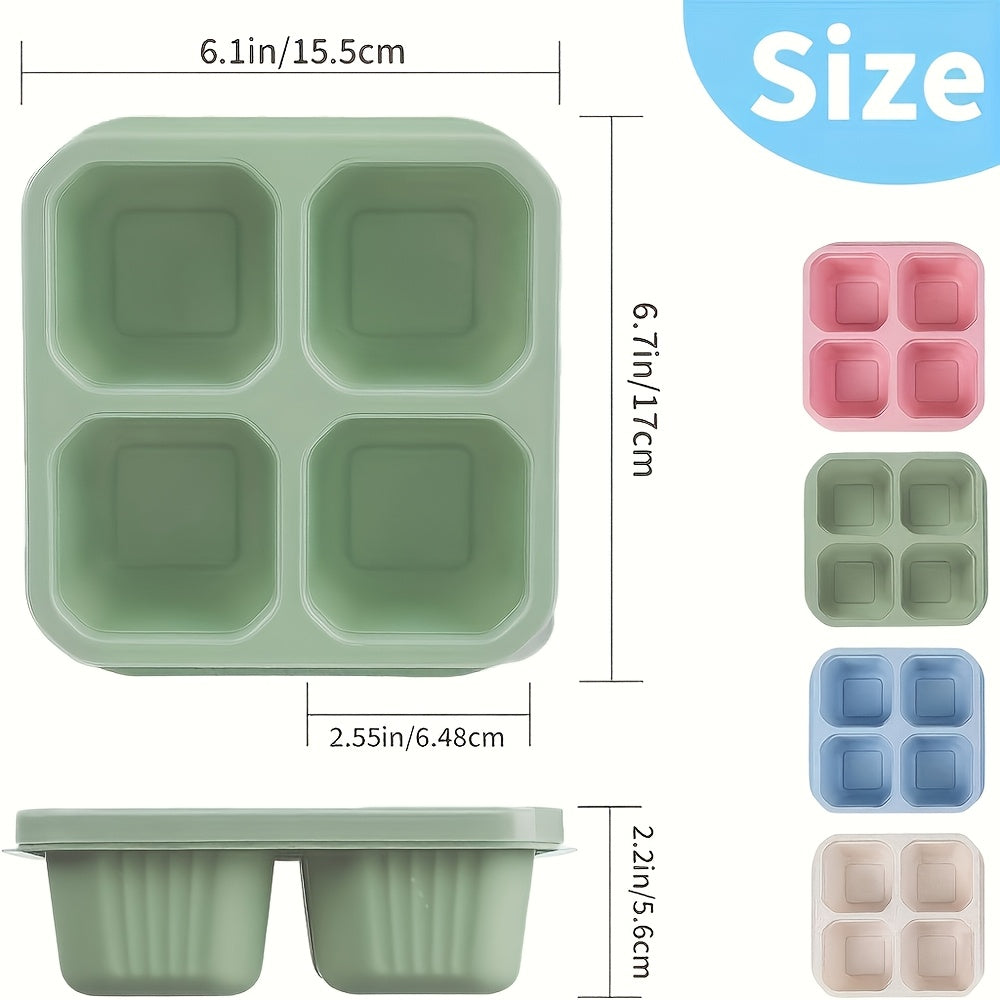 2pcs Bento Snack Box Set with Lids, 4-Compartment Food Storage Containers - Ideal for Meal Prep, Suitable for Camping, RVs, Offices. Microwave and Dishwasher Safe (Available in 4 Colors), Back to School Lunch Box