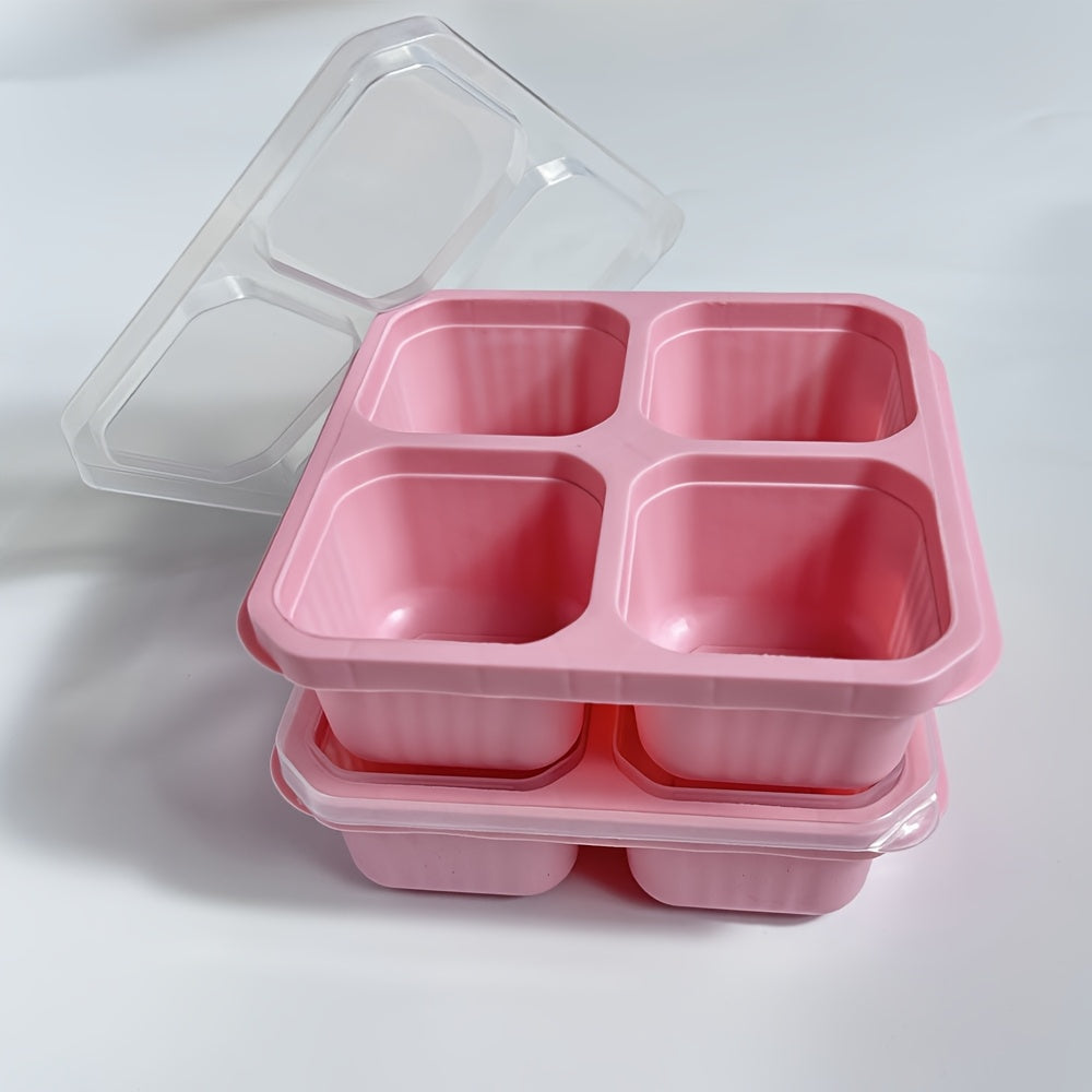 2pcs Bento Snack Box Set with Lids, 4-Compartment Food Storage Containers - Ideal for Meal Prep, Suitable for Camping, RVs, Offices. Microwave and Dishwasher Safe (Available in 4 Colors), Back to School Lunch Box