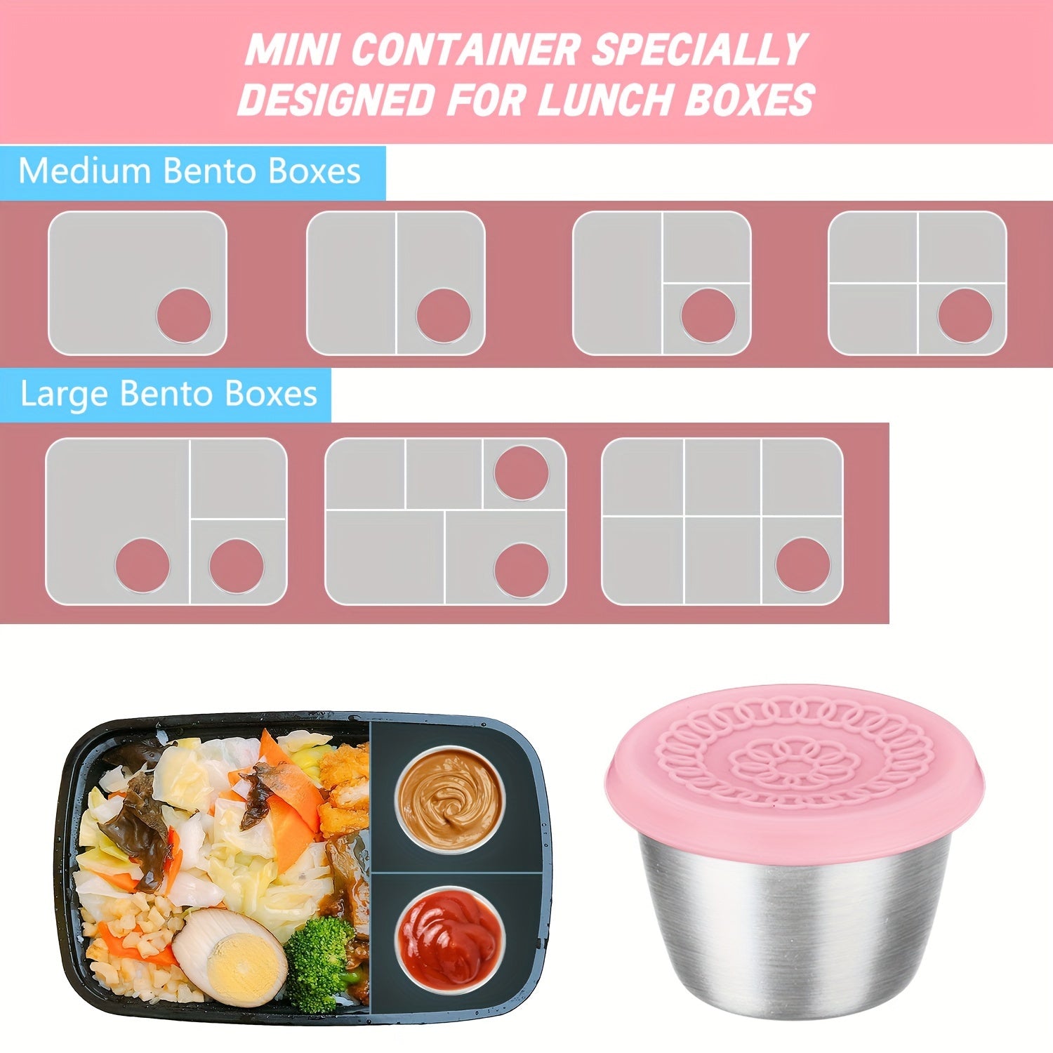 2/6pcs Stainless Steel Salad Sauce Containers, 2.4Oz Reusable Sauce Containers with Leakproof Silicone Lids, Perfect for Lunch And Dipping Sauces, Restaurant Supplies, Dinnerware for Picnic Travel