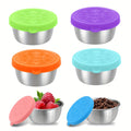 6pcs Small Salad Dressing Containers with Leak-Proof Lids, Reusable Stainless Steel Condiment Jars, 1.6oz Mini Sauce Cups for Lunch Boxes, Picnics, Travel Meals & Kitchen Storage