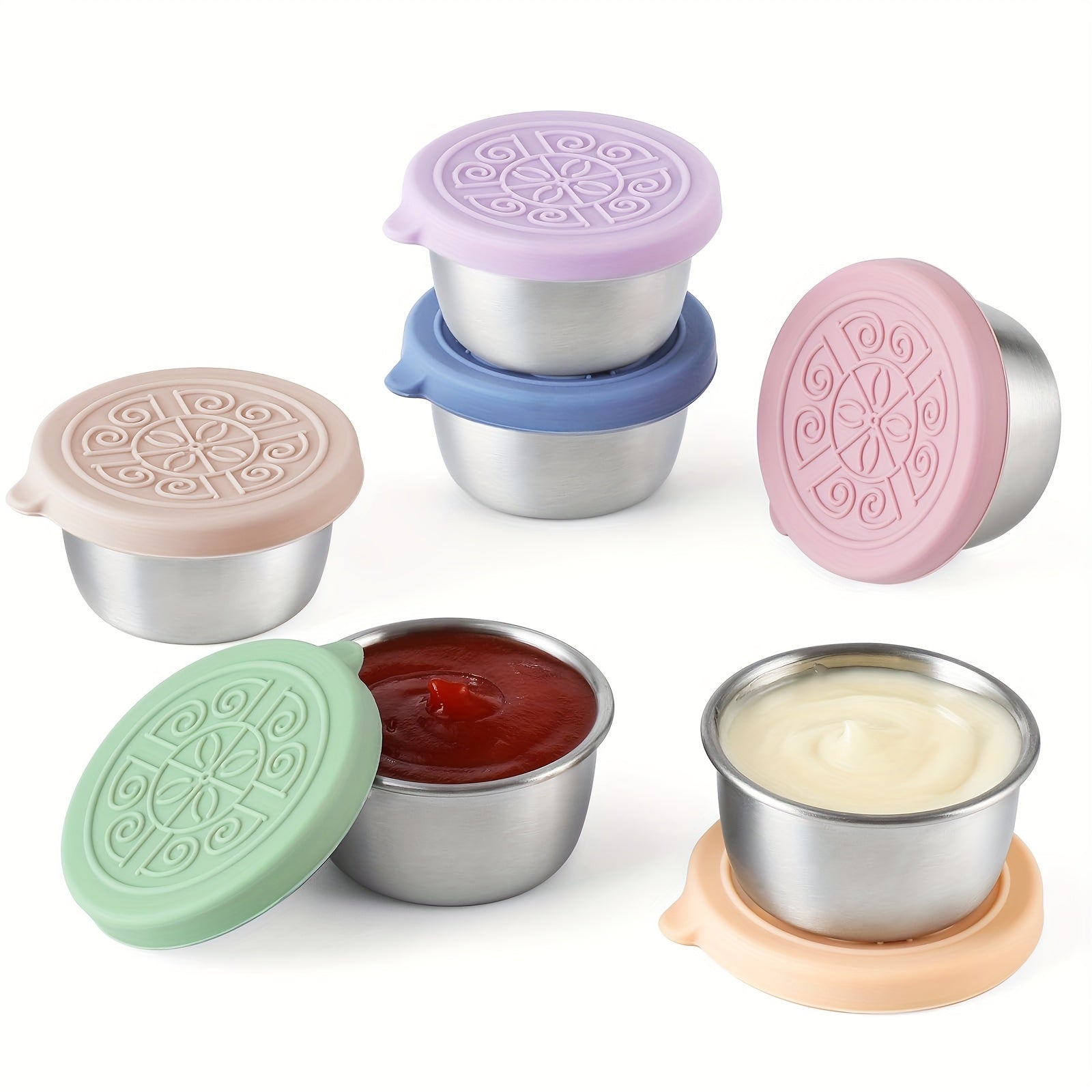 2/6x1.6oz Salad Dressing Containers with Lids - Leakproof, Reusable, Stainless Steel - Ideal for Lunch Boxes, Picnics, Travel & Meal Prep - Perfect Gift for Foodies & Lunch Lovers