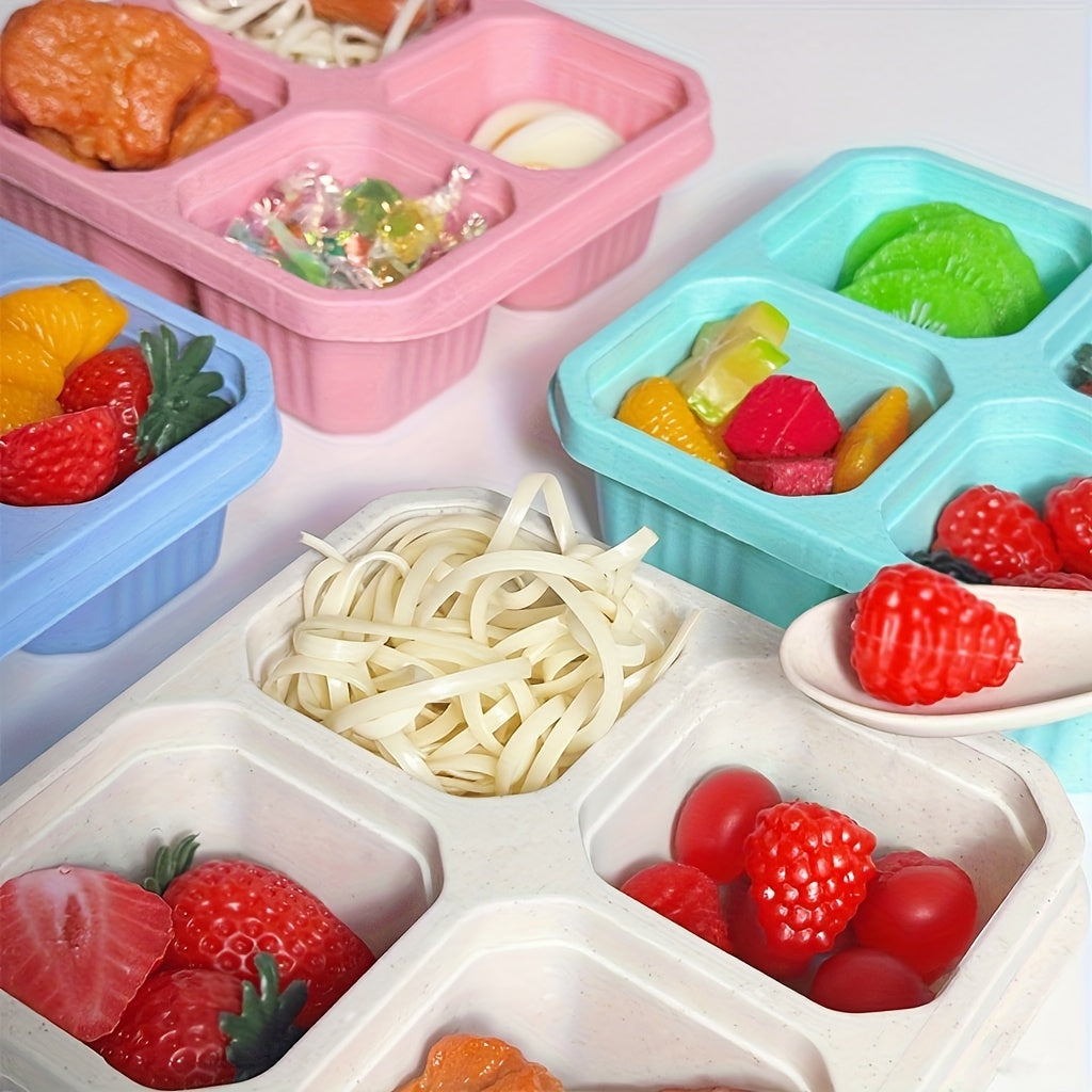 2pcs Bento Snack Box Set with Lids, 4-Compartment Food Storage Containers - Ideal for Meal Prep, Suitable for Camping, RVs, Offices. Microwave and Dishwasher Safe (Available in 4 Colors), Back to School Lunch Box